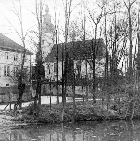 R32003 Deutschenbora Teich Kirche 